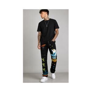 Lifted Anchors Ascension Jeans Men's 30 Black Graphic Painted Denim Streetwear